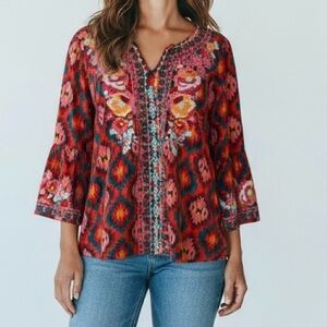 Savanna Jane Multicolor Floral Embroidered Blouse Size Large